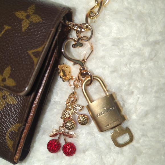 Louis Vuitton Authentic Padlock And Key #301  with Gold and Red Cherry Charms - Picture 4 of 4